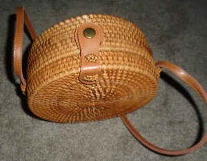 Bolso Bandolera Círculo Paja Bolso de Mano Cartera Redondo Tela Ratán Mimbre Natural Bolso Boho - Imagen 1 de 12