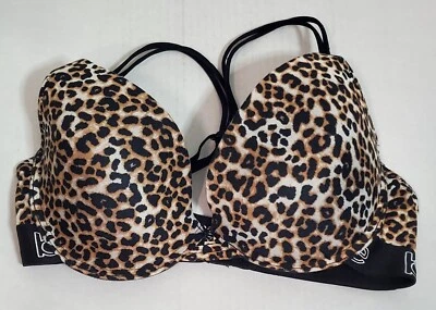 Sujetador Bebe Talla 36D Negro Marrón Estampado Leopardo Acolchado Con Aros Correas Ajustables  Foto 1 de 4