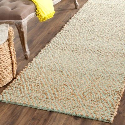 Safavieh Natural Fiber Jute Natural / Green Runner 2' 6" x 8' - Image 1 of 3