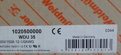 Weidmuller 1020500000 Terminal Block, WDU 35 Beige 12-1/0AWG, Brand new!! - Image 1 of 4