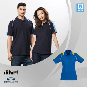 5PCXLADIES POLO SHIRT INNER COTTON OUTER POLYESTER RAGLAN SLEEVE TOP POLO 170GSM - Picture 1 of 15