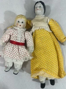 Russ Berrie China Doll Red Polka Dot Dress Extra Bonus in Yellow Dress Primitive - Picture 1 of 15
