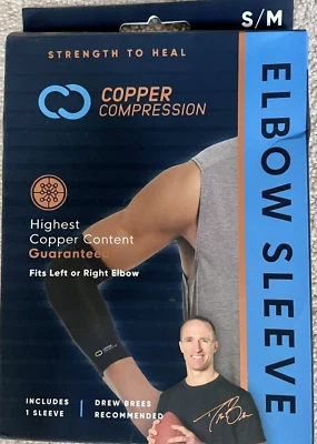 Copper Compression Elbow Sleeve Fits Left or Right Elbow - BS3 Small/Medium - Image 1 of 3