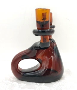 Vintage Czech? Polish? Art Glass MCM Double Candleholder w/ Handle - Bild 1 von 11