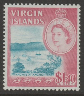 Virgin Is COMO NUEVO sg191 EII 1964 azul claro y rosa $1,40 MNH Foto 1 de 2