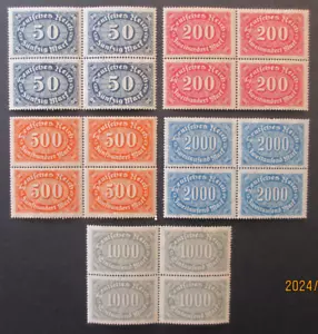 Deutsches Reich Stamps - Issued: 1922-23 Blocks of 4 X 5 ~ Mint Never Hinged. - Picture 1 of 2