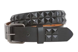 Kids 1" Snap On Punk Rock Black Star Studded Leather Belt - Picture 1 of 1