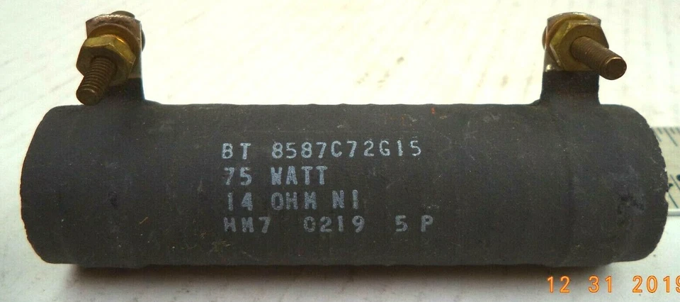 BT-Series 14-Watt 75-Ohm Cylindrical Resistor, p/n 8587C72G15 - Image 1 of 4