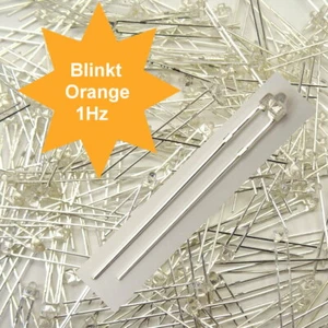Orange Blinkende Mini LED 2mm kurzer Kopf 1Hz Klar Blinkt Flash Blinklicht E9/8 - Picture 1 of 1
