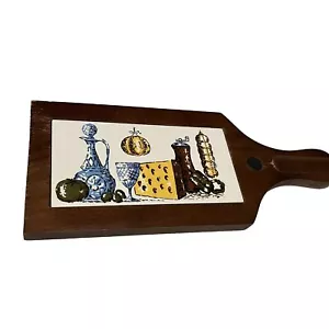 Charcuterie Vintage Cheese Board Retro Ceramic Tile Wood Cutting - Picture 1 of 14