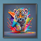 5d Diy Full Round Drill Diamond Painting Colorful Tiger Kit Home Decor 30x30cm