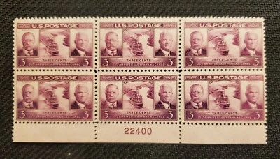 Panama Canal Anniversary Roosevelt 3 Cent Plate Block 6 Stamps #22400 MNH 1939 - Image 1 of 3