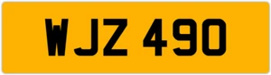 WJZ 490 W 3X3 DATELESS PRIVATE NUMBER PLATE WILL WIL WENDY WES WALT WAYNE WOLF - Picture 1 of 1