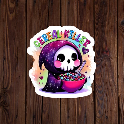 BUMBLEBEE APPAREL Skeleton sticker vinyl decal sarcastic funny grim reaper cereal killer