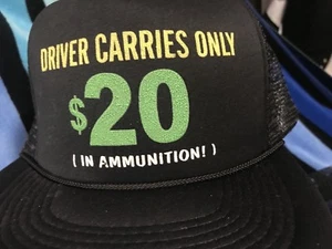 NUEVO DE LOTE ANTIGUO CONDUCTOR DE COLECCIÓN LLEVA SOLO $20 EN MUNICIONES novedad camionero malla sombrero a presión - Imagen 1 de 7