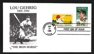 #2417 25c Lou Gehrig -"The Iron Horse"- GM Cachet FDC +#1381 - Picture 1 of 2