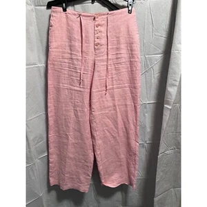 Chadwick's Leinenhose Cropped weites Bein Knopfleiste rosa Größe 10P - Bild 1 von 6
