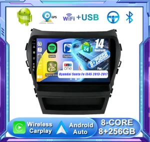 8G+256GB Car Stereo CarPlay For Hyundai Santa Fe IX45 2013-17 GPS Android 14 RDS - Bild 1 von 18