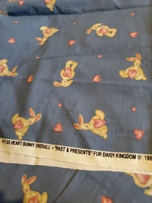 Vnt Sewing Fabric Heart Bunny Daisy Kingdom Past 23x45"+ Scrap & Fat Qtr Cotton - Image 1 of 4