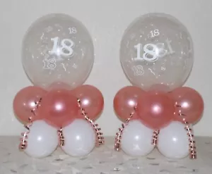 18th Birthday -Rose Gold - 2 -6 or 12 Pack -Table Balloon Decoration Display Kit - Picture 1 of 1