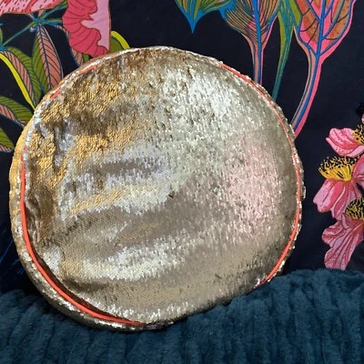 UO Home Urban Outfitters Mermaid Reversible Sequin Round Pillow, Gold/Silver - Image 1 of 4