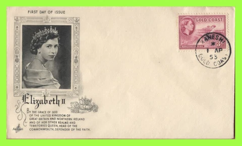 Gold Coast 1953 QEII 3d on illustrated First Day Cover, Kaneshie Cover