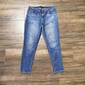 Pantalones de mezclilla para mujer 1822 azules talla 8 desgastados bolsillos elásticos ajustados lavado oscuro - Imagen 1 de 5