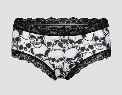 Women's Lace Edge Sexy Panties Gothic Style Lingerie Skull Cheeky Halloween - Image 1 of 2