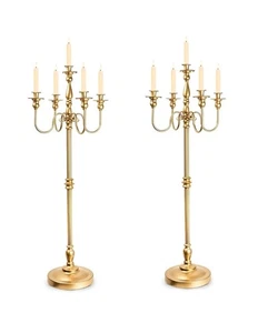 Bodenleuchter Kerzenhalter: 48 cm Gold 2er Set Bodendeko Feiertage etc. - Bild 1 von 6