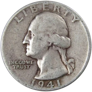 1941 Washington Quarter VF Very Fine 90% Silver 25c US Coin Collectible - Picture 1 of 2