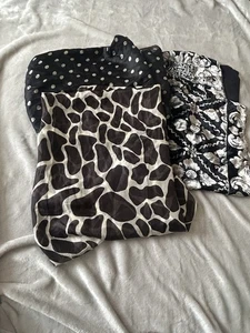 Woman Bundle Of Three Silk Scarves Assorted Animal Prints Reclaimed Vintage - Picture 1 of 20