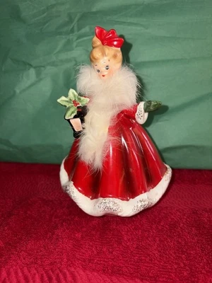 Josef Originals Christmas Girl 7” con caja de música en funcionamiento (figura 6”)-años 50’s Foto 1 de 4