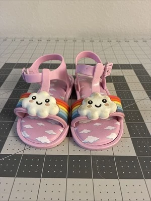 Mini Melissa Mar Rainbow Cloud Slingback Flats Sandals Pink Kids Size 8 US - Image 1 of 4