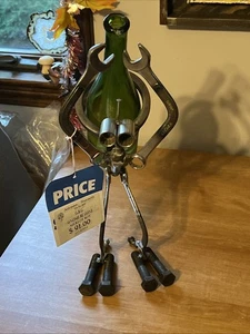 Sugarpost Gnome Be Gone Merlot Bot Steampunk Metal Welded Garden Wine Holder - Picture 1 of 8