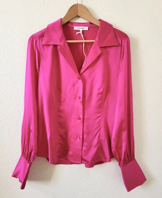 $398 Nueva Camisa Marco Seda Mujer En Magenta -- Talla S Foto 1 de 4