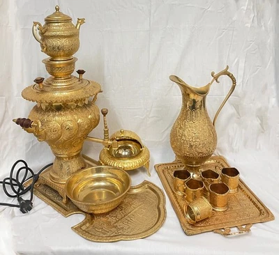 Samovar Persa Safavieh Vintage Banhado a Ouro Elétrico Porção de Chá - Imagem 1 de 4