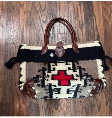 Bolso de Hombro McFadin Sisters Two Bar West Cuero Navajo Manta Foto 1 de 4