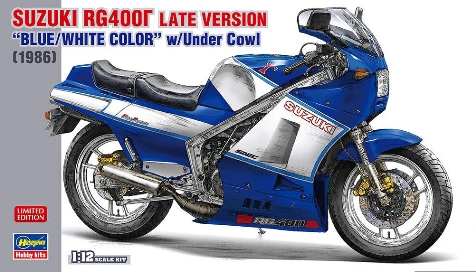 HASEGAWA HA21739 SUZUKI RG400G LATE VERSION BLUE/WHITE COLOR W/UNDER COW KIT 1 1