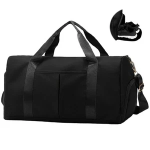 Waterproof Gym Duffle Bag Wet Dry Separation Shoe Storage Travel Black - Picture 1 of 6