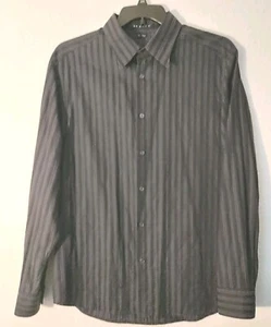 THEORY Shirt Mens Size XL Style Name Chance French Cuff Black Brown Striped EUC - Picture 1 of 6