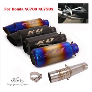 Para Honda NC750X NC700 Slip on Muffler Modified Exhaust Tips Blue Mid Link Pipe - Imagen 1 de 12