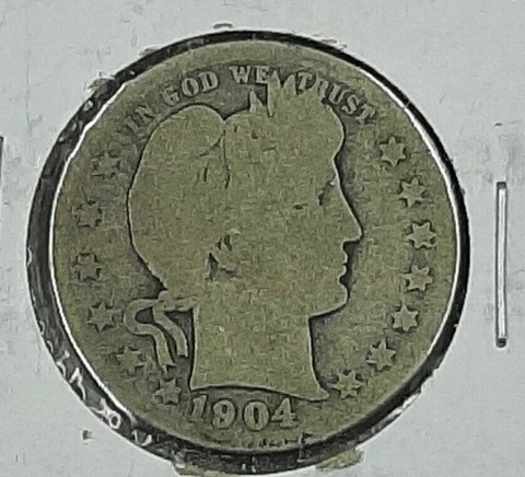 1904 O BARBER QUARTER NICELY CIRCULATED AG Cover