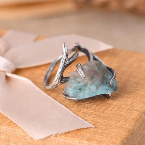Rough Arizona Turquoise 925 Sterling Silver Branch Ring Handmade Jewelry - Picture 1 of 2