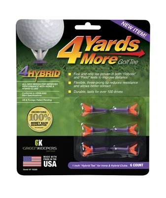 4 Yards More - Iron or Hybrid Golf Tees 6 Golf Tees - Improve your distance - image 1 of 3