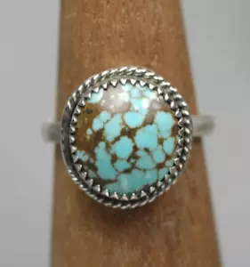Number 8 #8 NV Turquoise Ring Sterling Silver Blue Webbed Vtg Southwest NEW sz 6 - Picture 1 of 6