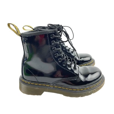 Botas de Combate Dr Doc Martens Niña Niños Negro Charol 1460 J Talla 12 EE. UU. Foto 1 de 4