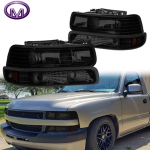 Pair Black Housing Headlights Bumper Lights For Chevry Silverado Suburban 1500HD - Picture 1 of 12