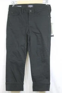 Womens NYDJ Black Dayla Wide Cuff Capri Jeans Size 2P NWT $124 - Picture 1 of 4