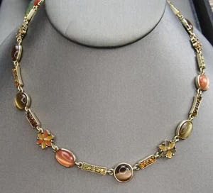 Anne Klein Halskette Strass Emaille Lucite Vintage 90er goldfarben - Bild 1 von 1