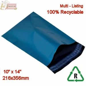 Bolsas de embalaje postal de correo metálicas azules de 10"" x 14"" polietileno reciclable 250x350 mm - Imagen 1 de 3